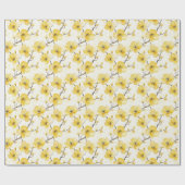 ゴールドイエローの花 ブライダルシャワー ラッピングペーパー (フラット)