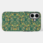 ゴールドイエローの葉の蔓模様のケースメイトiPhone Case-Mate iPhoneケース (裏面 (横))