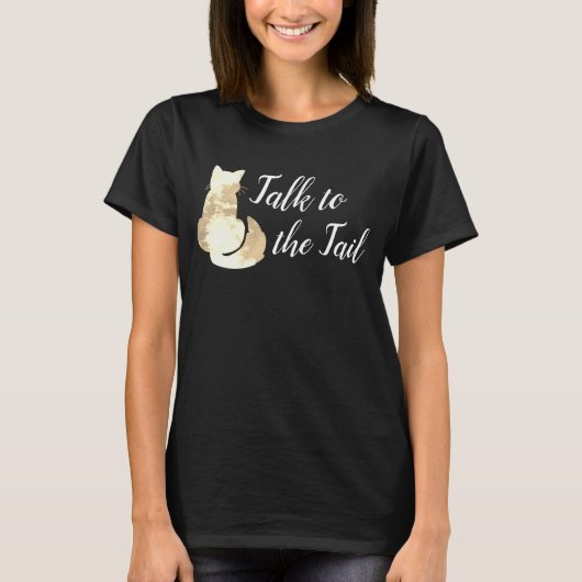 ゴールドイエローキャットの抽象的な「尻尾に話しかけて」Tシャツ Tシャツ (正面)