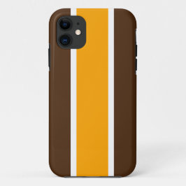 ゴールドイエロー ホワイト ココア ブラウン レーシングストライプ iPhone 11 ケース