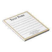 ゴールドイエロー レトロ お名前追加 ライン入り ノートパッド (アングル)