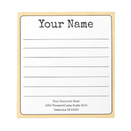 ゴールドイエロー レトロ お名前追加 ライン入り ノートパッド