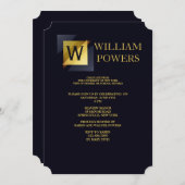 ゴールドイニシャル招待状 招待状 (正面/裏面)