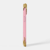 ゴールドイニシャルOダイヤモンドピンクギフト 女子向け iPhone 15ケース (右側面)