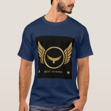 ゴールドイーグルプリントTシャツ ネイビーブルー メンズ
