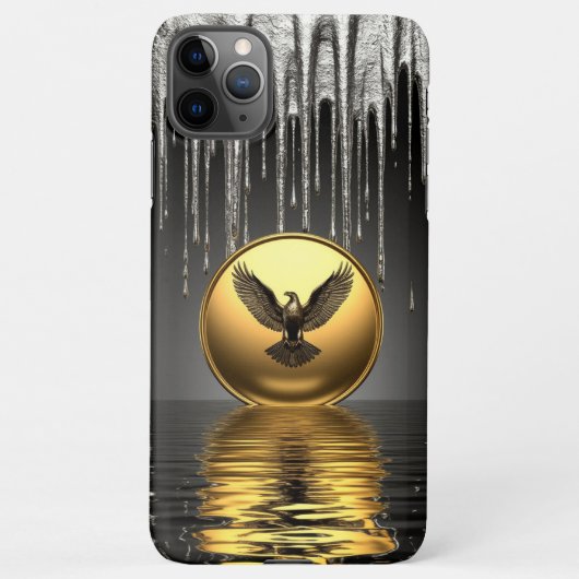 ゴールドイーグルペンダントから滴る液体金属 iPhoneケース (裏面)