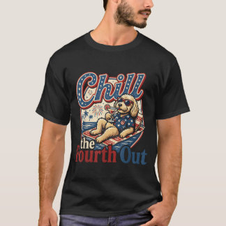 ゴールドゥードル好きのための面白い独立記念日デザイン Tシャツ