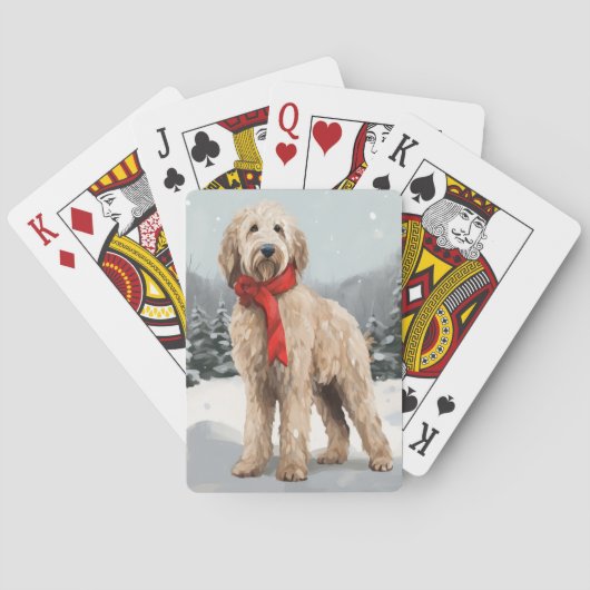 ゴールドゥードル犬と雪のクリスマス トランプ (裏面)