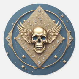 ☠️ ゴールドウィングドクロゴシックギフトバイカーズ 💎 ラウンドシール