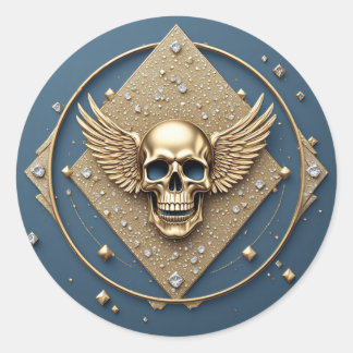 ☠️ ゴールドウィングドクロゴシックギフトバイカーズ 💎 ラウンドシール
