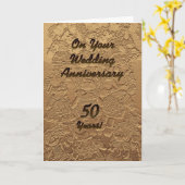 ゴールドウェディングアニバーサリーおめでとう人形 カード (黄色い花)