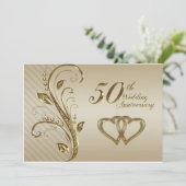 ゴールドウェディングアニバーサリー招待状カード 招待状 (スタンド正面)