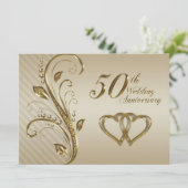 ゴールドウェディングアニバーサリー招待状カード 招待状 (スタンド正面)