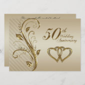 ゴールドウェディングアニバーサリー招待状カード 招待状 (正面/裏面)