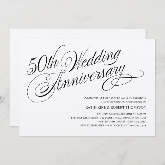 ゴールドウェディングアニバーサリー招待状 招待状 (正面/裏面)