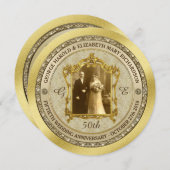 ゴールドウェディングアニバーサリー クラシック フォトフレーム 招待状 (正面/裏面)