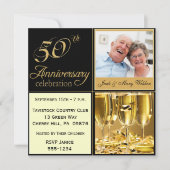 ゴールドウェディングアニバーサリー パーティー 招待状 (正面)