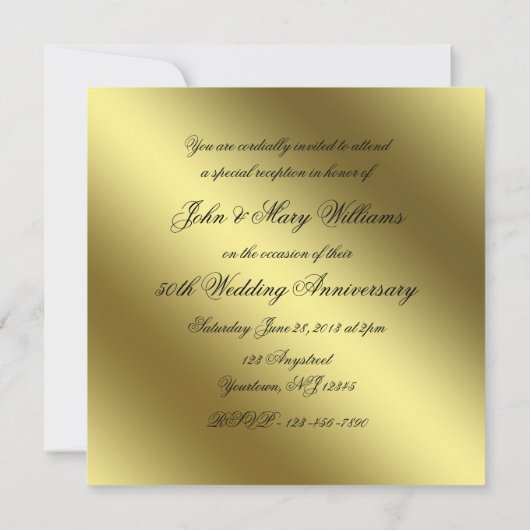 ゴールドウェディングアニバーサリー フォト招待状 招待状 (裏面)