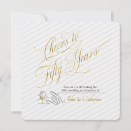 ゴールドウェディングアニバーサリー 50周年 ストライプ 招待状