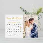 ゴールドウェディングセーブザデートカレンダーフォト 箔招待状 (立ち正面)