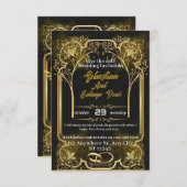 ゴールドウェディング招待状 出欠カード (正面/裏面)