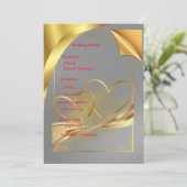 ゴールドウェディング詳細カード | 編集可能な情報  招待状 (スタンド正面)