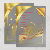 ゴールドウェディング詳細カード | 編集可能な情報  招待状 (正面/裏面)