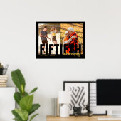 ゴールドウェディング2 フォト モダン 50周年記念 ポスター (ホームオフィス)