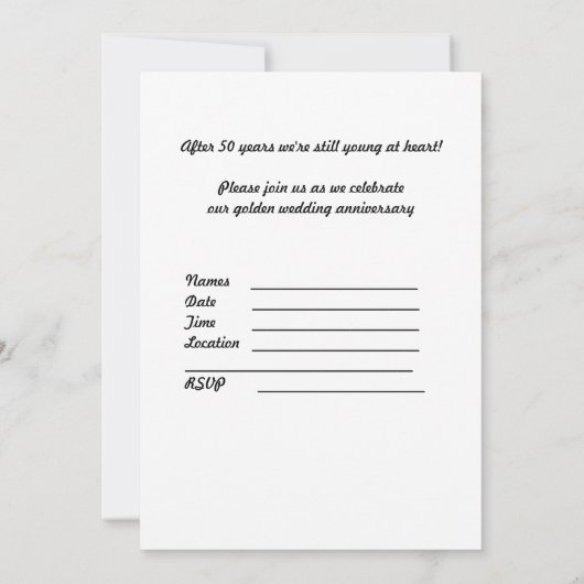 ゴールドウェディング 50周年パーティー 招待状 (裏面)