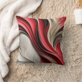 ゴールドエアー – クランベリー＆シャンパンの流れる抽象 クッション (ブランケット)