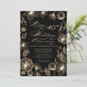 ゴールドエキゾチックフラワー 40周年結婚記念日 招待状 (スタンド正面)