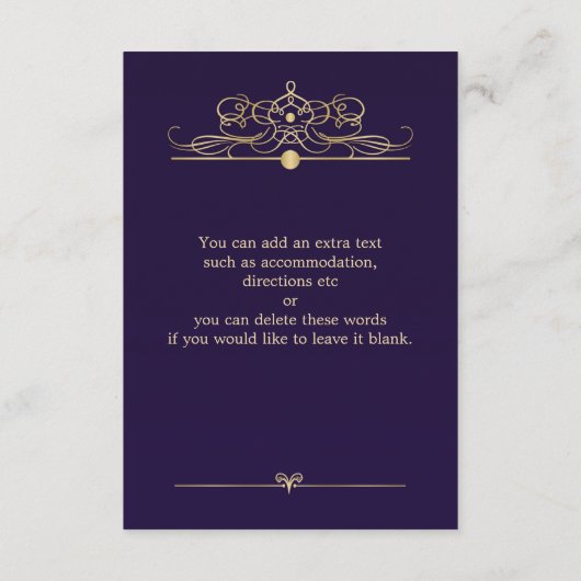 ゴールドエフェクトのコンフェッティ レセプションカード エンクロージャーカード (裏面)