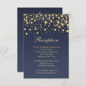 ゴールドエフェクトのコンフェッティ レセプションカード 招待状 (正面/裏面)