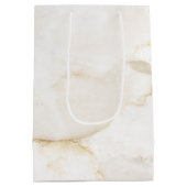 ゴールドエフェクト大理石パーソナライズクリスマス ミディアムペーパーバッグ (裏面)