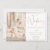 ゴールドエレガンスフレーム書道写真結婚式 招待状 (正面)