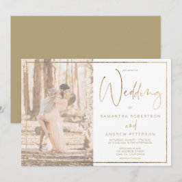 ゴールドエレガンスフレーム書道写真結婚式 招待状