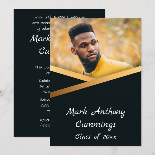 ゴールドエレガンス写真卒業クラス2 招待状 (正面/裏面)