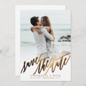 ゴールドエレガントスクリプト招待状 招待状 (正面/裏面)