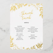 ゴールドエレガントフォイルフローラRosh Hashanahディナーメニュー 箔シーズンカード (正面)