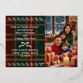 ゴールドエレガントフォイル付きプレイドクリスマスフォトカード 箔シーズンカード (裏面)