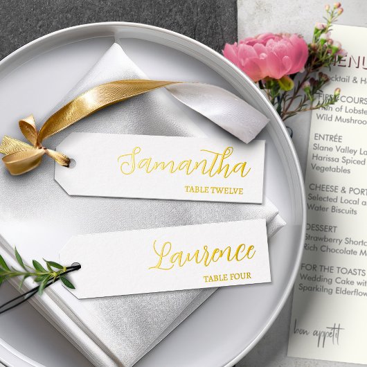 ゴールドエレガントフォイル白8結婚の場所名タグ 箔シーズンカード