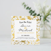ゴールドエレガントフラワーウェディング招待状 招待状 (スタンド正面)