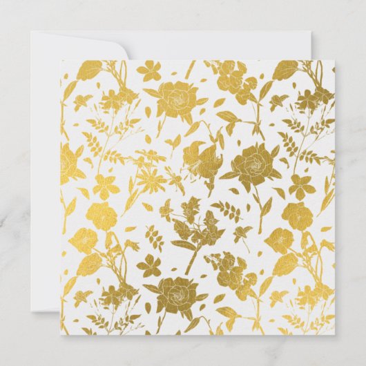 ゴールドエレガントフラワーウェディング招待状 招待状 (裏面)