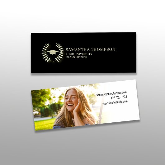 ゴールドエレガント フォト 卒業名札 スキニー名刺