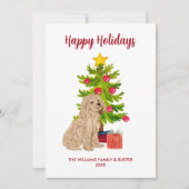 ゴールドエンドゥードル犬の家族クリスマス シーズンカード (正面)