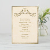 ゴールドエンボス加工のモノグラム招待状 招待状 (スタンド正面)