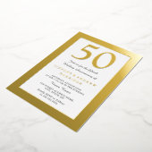 ゴールドエンボス加工 ボーダー 50周年 結婚記念日 ゴールド 箔招待状 (回転した状態)