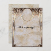 ゴールドエンボス風 スチームパンク ウェディング 招待状 (正面/裏面)