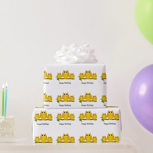 ゴールドオウルデザインの誕生日ギフト ラッピングペーパー (パーティーギフト)