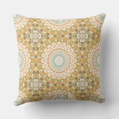 ゴールドオリーブ レトロ マンダラ デザイン クッション (裏面)